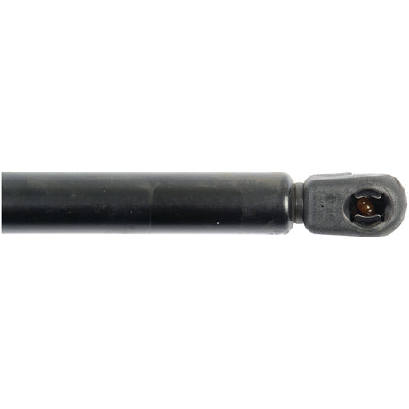 Close-up of the Sparex Gas Strut, Total length: 585mm - S.52923, featuring a black body with a plastic fitting and ball socket on one end.