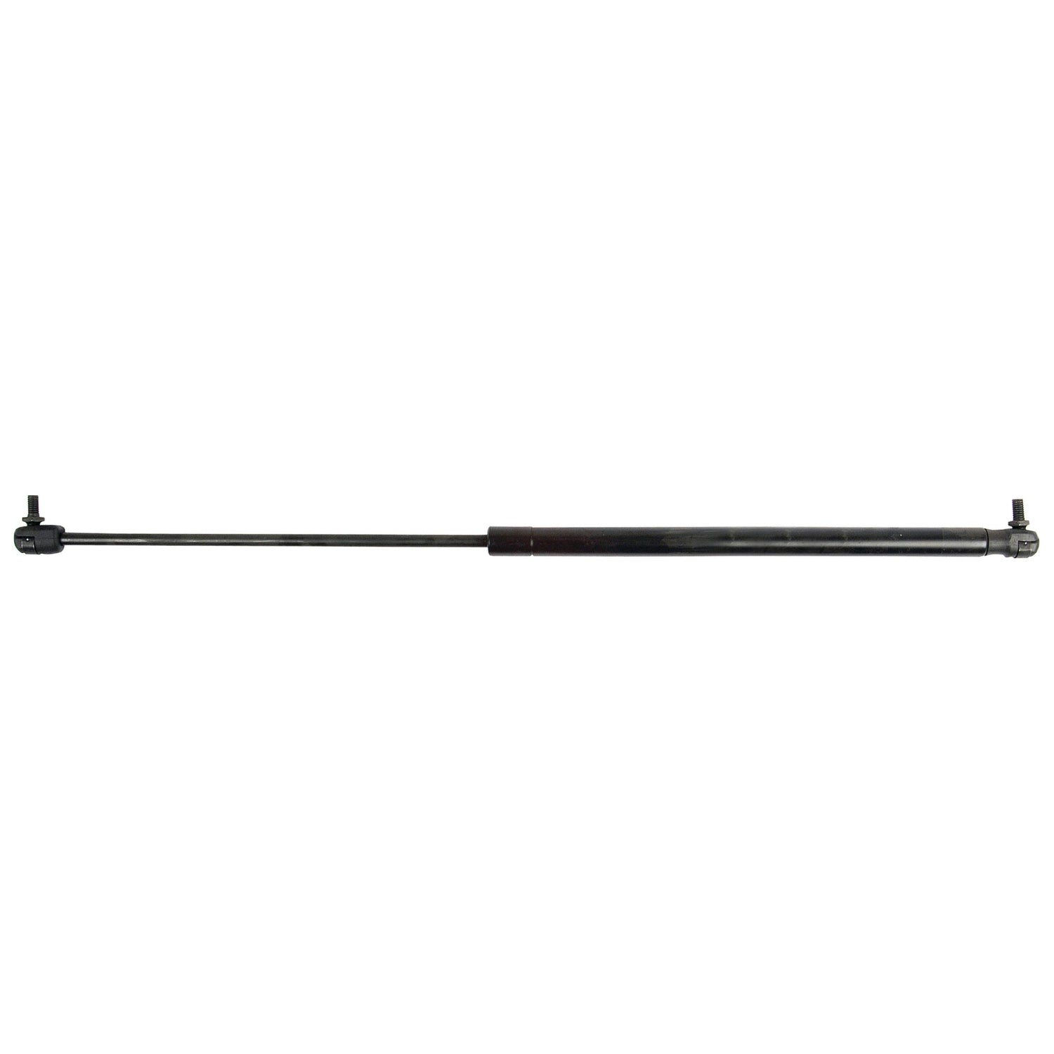The Sparex Gas Strut, S.19451, is a linear black gas strut with a total length of 590mm and mounting brackets on both ends, featuring a Ram Stroke. It is commonly used for lifting and supporting applications.