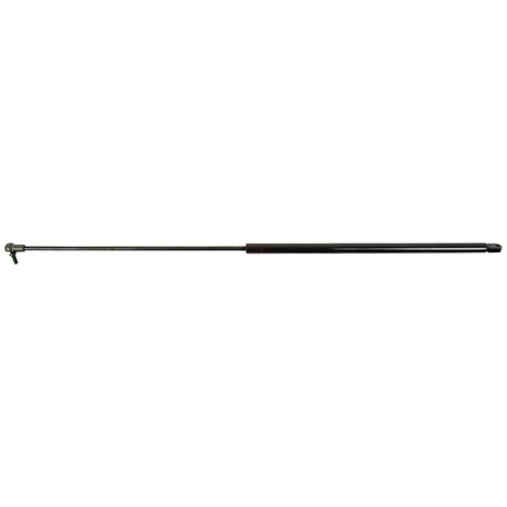 A black Gas Strut, Product S.19410 from Sparex, featuring a cylindrical body and a thin extending rod. One end is fitted with a small connector while the other end is capped. The strut measures 810mm in total length and is positioned horizontally against a white background, reminiscent of quality John Deere components.