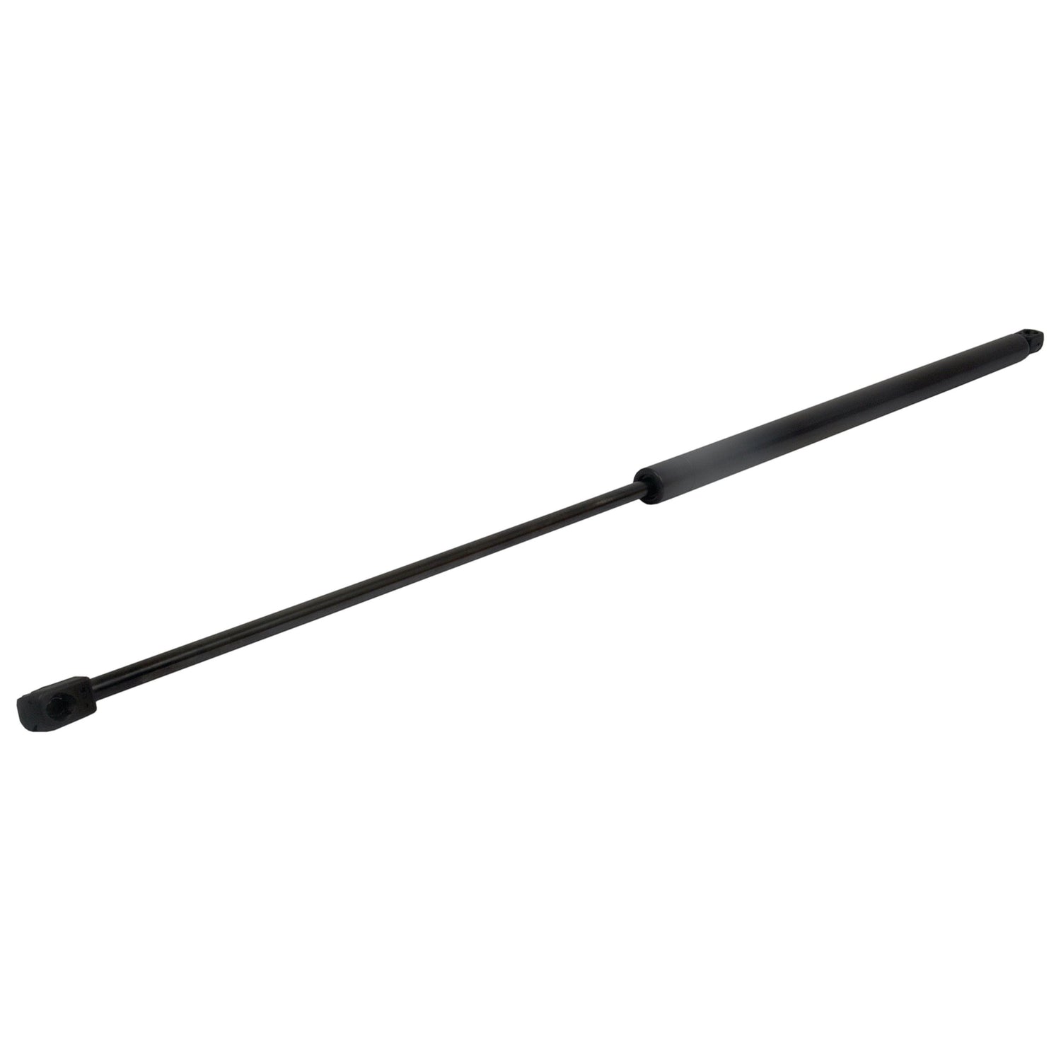 A black Sparex Gas Strut (S.52926) with a 900mm length, used to support or lift, features a cylindrical body and a piston rod with a 10mm ball socket.