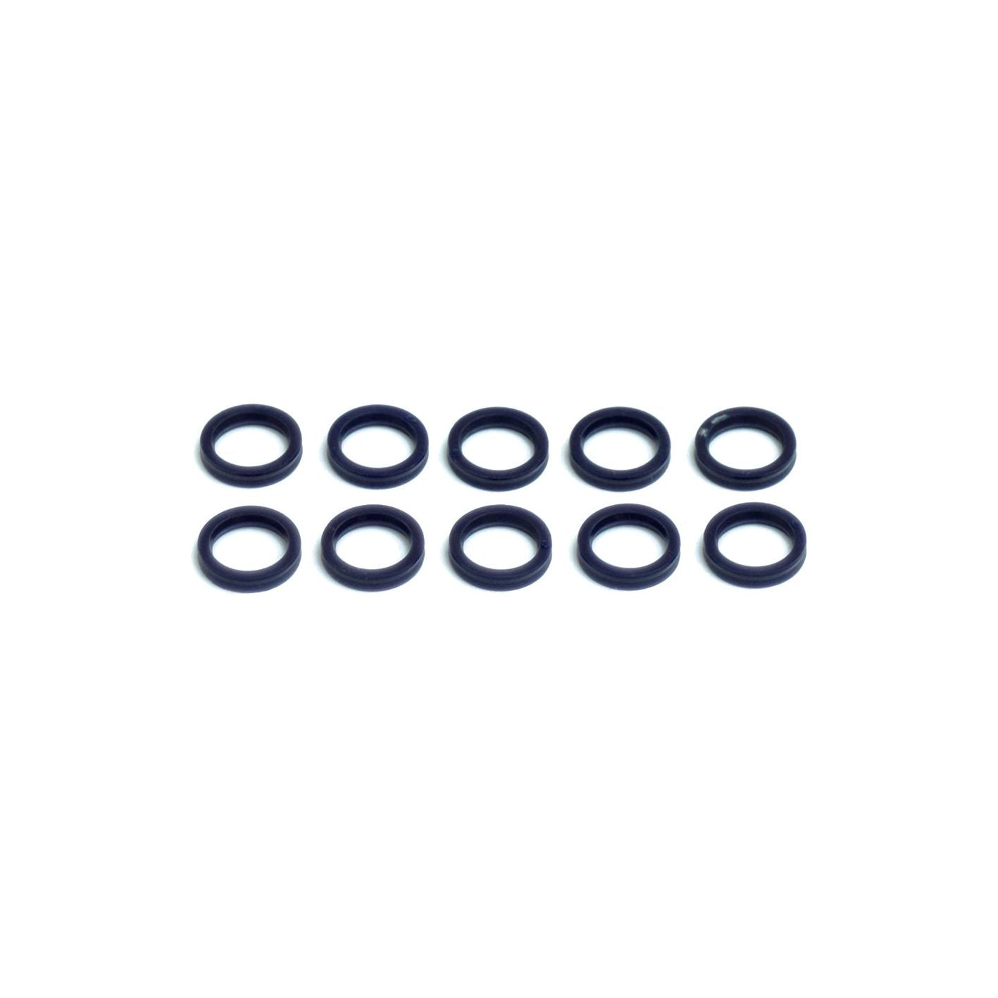 Image showing ten black rubber O-rings arranged in two rows of five on a plain white background, commonly used as gaskets in male couplings by Sparex for the product Gasket - 1/2'' - 2FFN-12-M | Sparex Part No. S.31081.