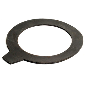 The "Sparex Gasket 8'' (200mm) (Rubber) - S.102986" is compatible with Universal Fitting systems and features a circular design with a small protrusion or tab extending from the inner edge when viewed from above.