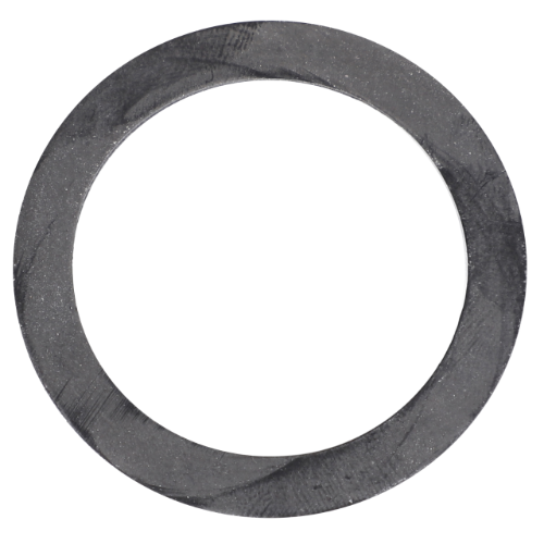 A close-up image of the Massey Ferguson - Gasket Glass Bowl (1004496M1), a circular metal washer with a smooth surface, commonly used in tractor parts for Massey Ferguson equipment, manufactured by AGCO.