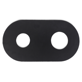 A black, oval-shaped rubber gasket featuring two circular holes, reminiscent of those found in Massey Ferguson 8000 Series tractor parts, set against a white background. This is the Massey Ferguson - Gasket Rear Window Handle (product code: 3619906M1) from AGCO.