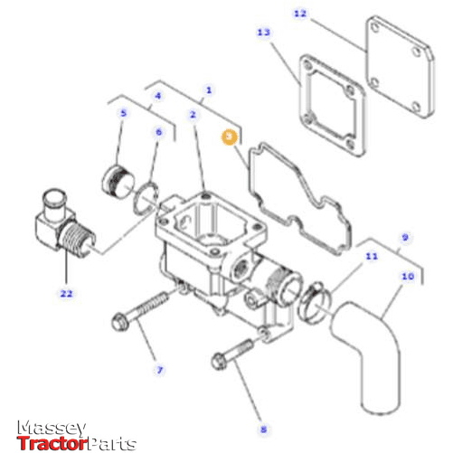 Massey Ferguson Gasket Thermostat Housing - 4224961M1 | OEM | Massey Ferguson parts | Gaskets-Massey Ferguson-Cooling Parts,Engine & Filters,Farming Parts,Thermostat Housing,Thermostats,Tractor Parts