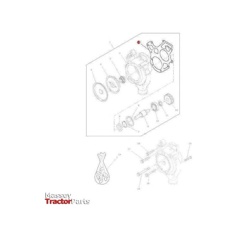 Massey Ferguson Gasket Water Pump - 4222849M1 | OEM | Massey Ferguson parts | Water Pump Gaskets-Massey Ferguson-Cooling Parts,Engine & Filters,Farming Parts,Tractor Parts,Water Pump Gaskets,Water Pumps & Repair Kits