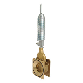 Sparex's Gate valve with oildynamic ram with spring - Double flanged 6'' - S.104936, featuring a large square base and a silver spring-loaded handle, is suitable for various manufacturing applications.