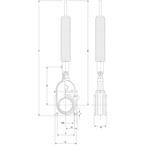 Gate valve with oildynamic ram with spring - Double flanged - Heavy duty 4'' - S.104918 - Farming Parts