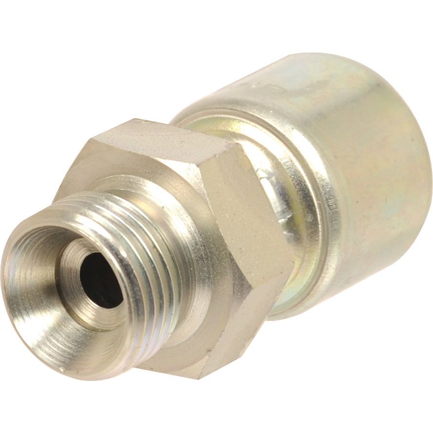 Close-up of a metallic hydraulic hose fitting featuring a hexagonal nut and threaded end, specifically a Sparex Gates BSP Hose Insert 5/8'' x 5/8'' Male Straight - S.116111 model.