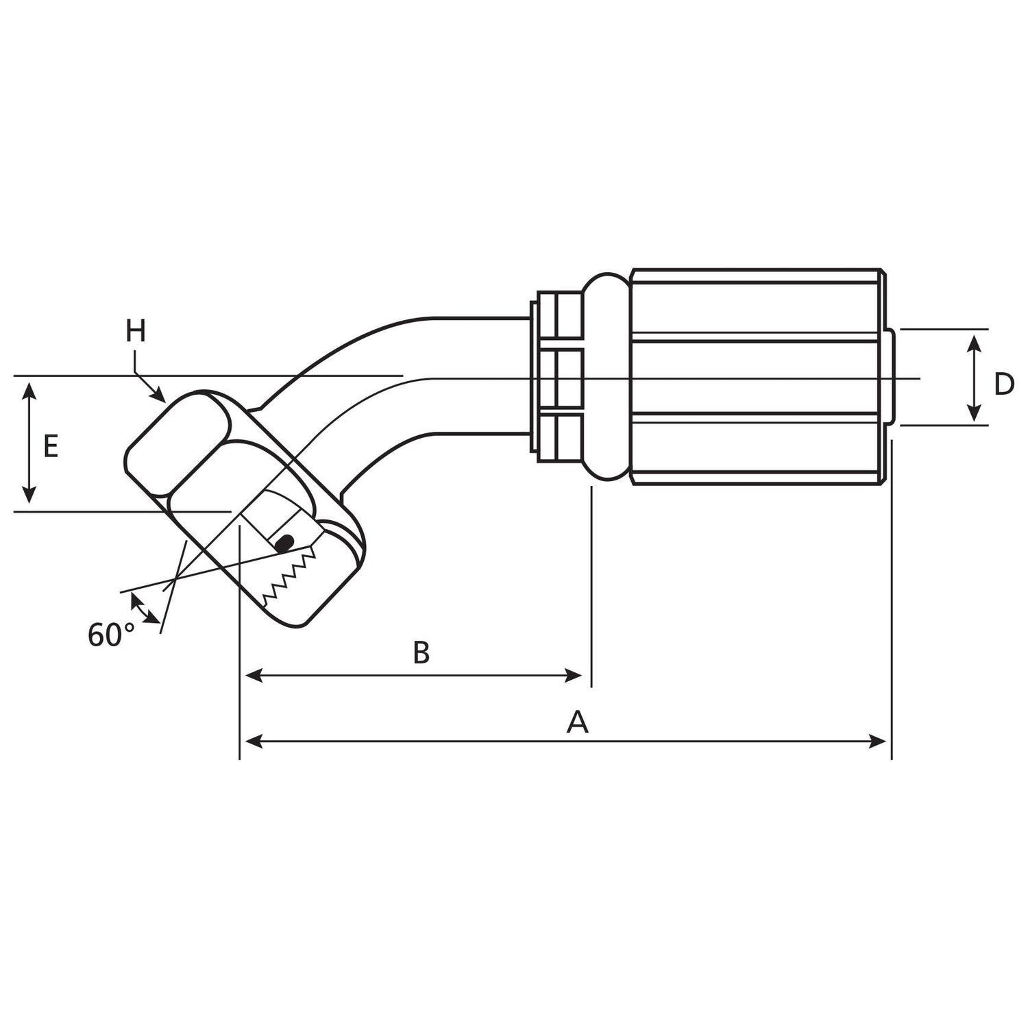 Gates BSP 60Â° Hose Insert 3/8'' x 3/8'''' Female 135Â° Swept Swivel - S.116135 - Farming Parts