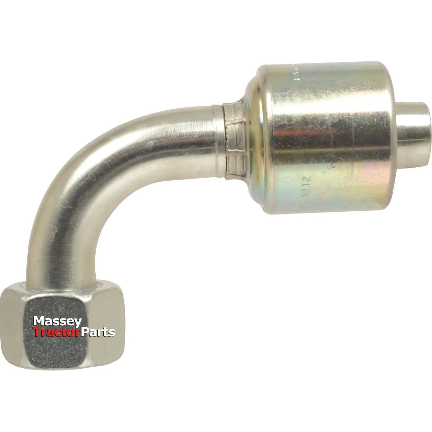 A metallic elbow hydraulic fitting with a hexagonal nut and slight reflective surface, labeled "Sparex," featuring a 90° swept swivel for efficient fluid transfer, specifically the Gates BSP 60° Hose Insert 5/8'' x 5/8'' Female - S.116151.