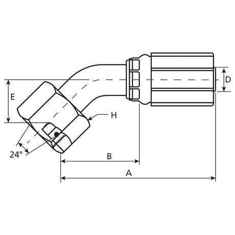 Gates Gates Metric 24° Hose Insert 1/2" x M22 x 1.50 () Female 135° Swept Swivel - S.116325 - Farming Parts