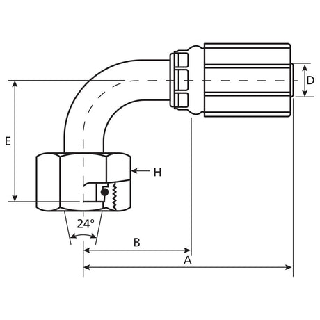 Gates Gates Metric 24° Hose Insert 1/2" x M22 x 1.50 () Female 90° Swept Swivel - S.116353 - Farming Parts
