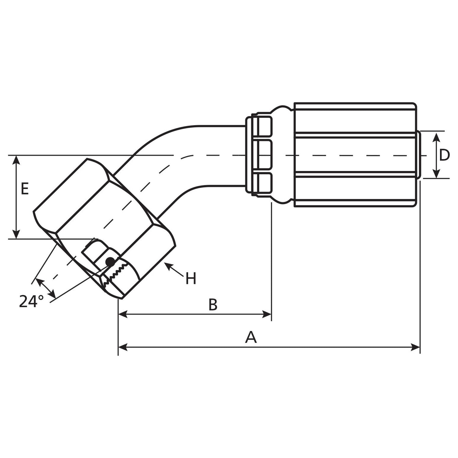 Gates Metric 24Â° Hose Insert 1/2'' x M24 x 1.50 Female 135Â° Swept Swivel - S.116338 - Farming Parts