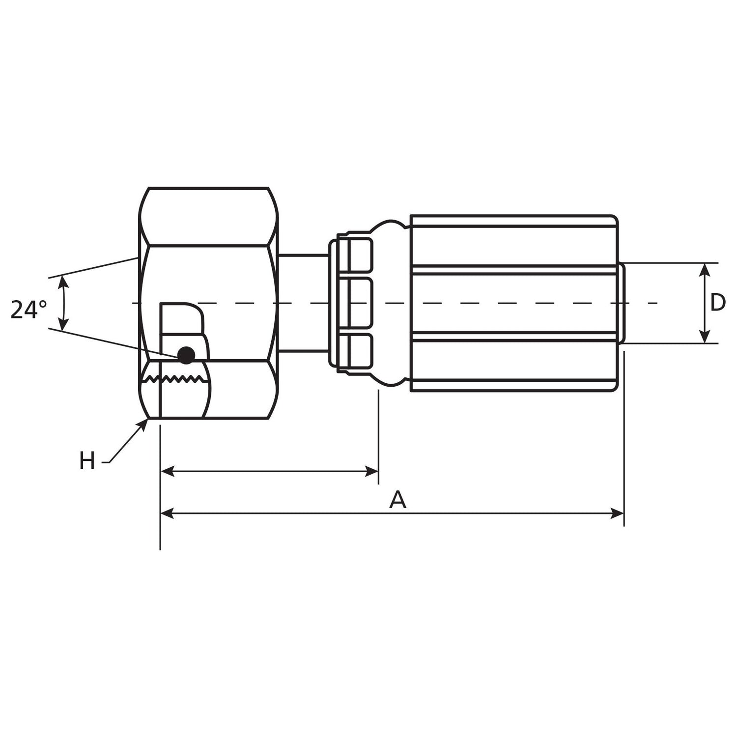 Gates Metric 24Â° Hose Insert 1/2'' x M24 x 1.50 Female Straight - S.116305 - Farming Parts