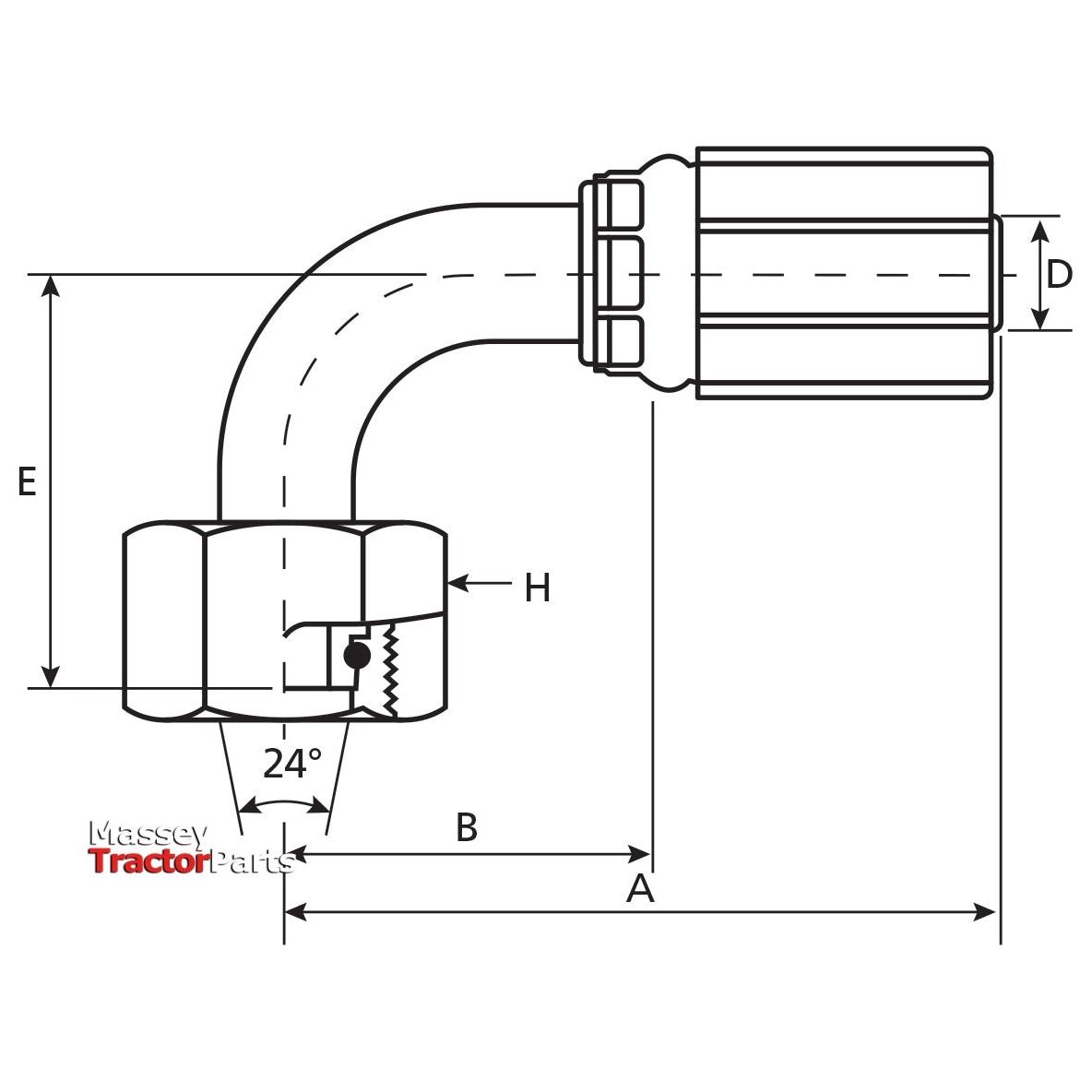 Gates Gates Metric 24° Hose Insert 3/8" x M22 x 1.50 () Female 90° Swept Swivel - S.116351 - Farming Parts