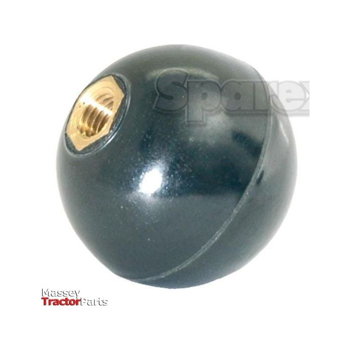 A premium black spherical gear knob with a brass threaded insert, labeled "Massey Tractor Parts," and suitable for Ford/New Holland models, is available as Sparex Part No. S.61786 from the renowned brand Sparex.