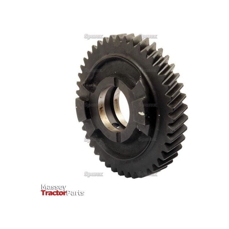 A transmission gear with evenly spaced teeth and a hollow center, branded with "Sparex" and faint "Massey Tractor Parts" logos in the background, compatible with Ford/New Holland and Case IH machinery, identified as Sparex Part No.S.68220.