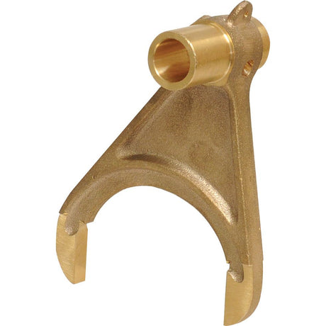 A product from Sparex, the Selector Fork (Sparex Part No. S.43457), is a bronze, fork-shaped mechanical component characterized by a cylindrical part on top and two diverging prongs at the bottom, commonly utilized in Massey Ferguson TE20 tractors.