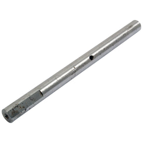 The Gear Selector Rail, Sparex Part No. S.58907 by Sparex, is a cylindrical metal rod with minor surface imperfections and a small hole near one end, potentially used as tractor spare parts for models like the Allis Chalmers 5040.