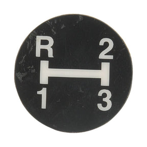 A circular gear shift diagram, similar to the Gear Stick Decal by Sparex (Sparex Part No. S.41969), features positions for reverse ("R"), neutral (horizontal bar), first gear ("1"), second gear ("2"), and third gear ("3").