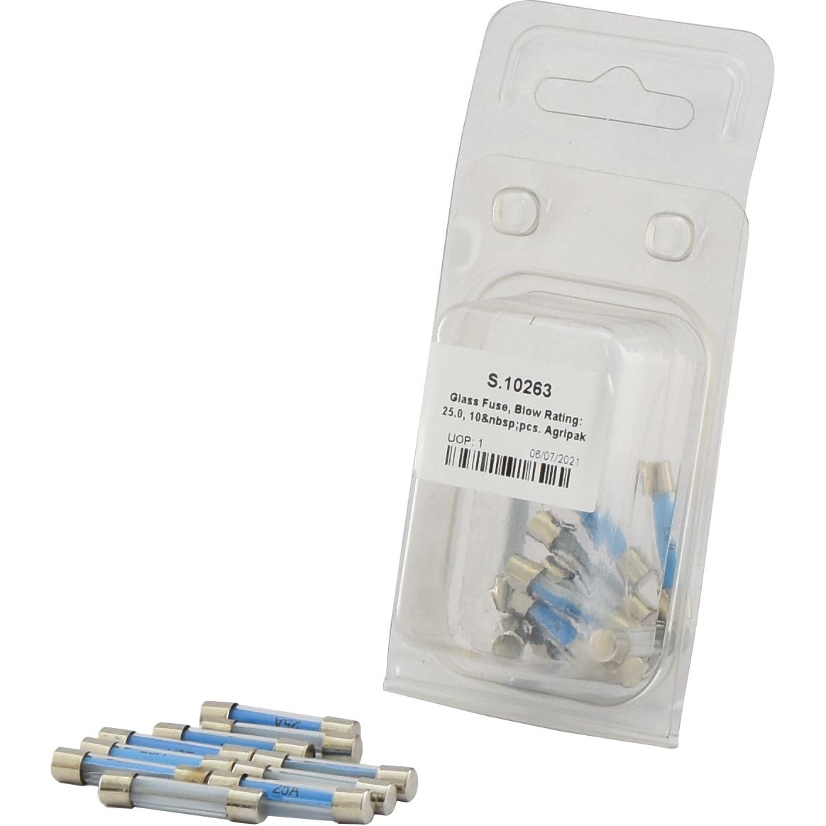Glass Fuse, Blow Rating: 25.0, 10 pcs. Agripak
 - S.10263 - Farming Parts