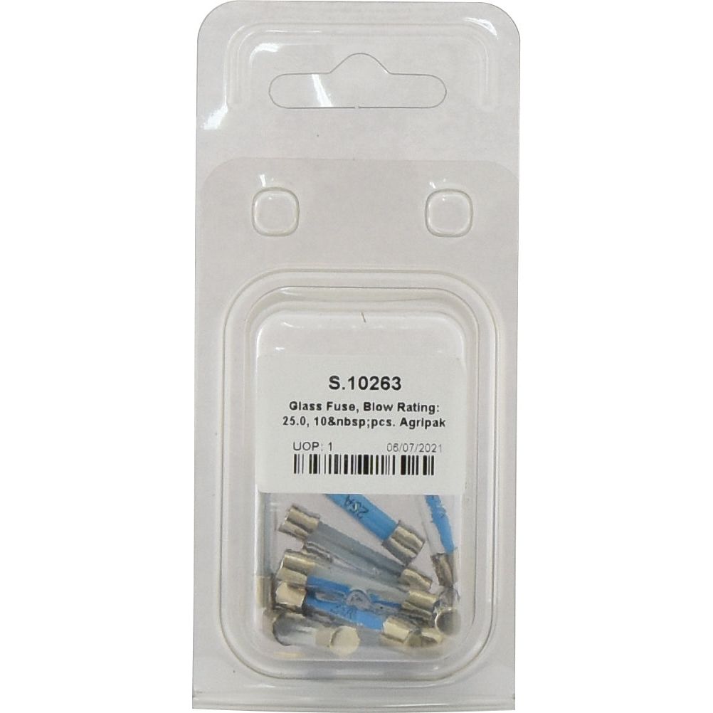 Glass Fuse, Blow Rating: 25.0, 10 pcs. Agripak
 - S.10263 - Farming Parts