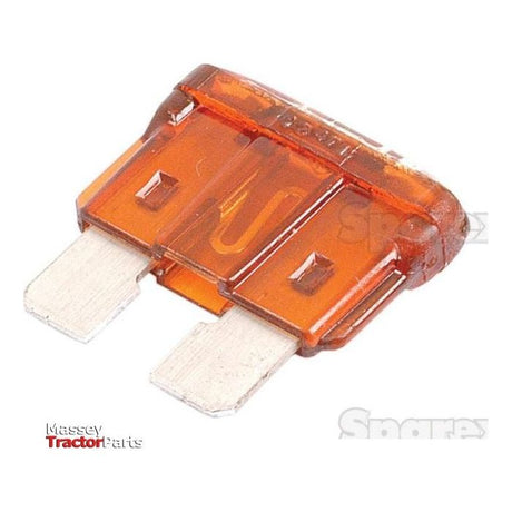 A close-up image of an orange automotive fuse with two metallic prongs, labeled with "Massey Tractor Parts" in the corner. This 5.0 amps Glow Fuse by Sparex (Part No. S.11940) features a light brown tint, ideal for ensuring your vehicle's safety and reliability.