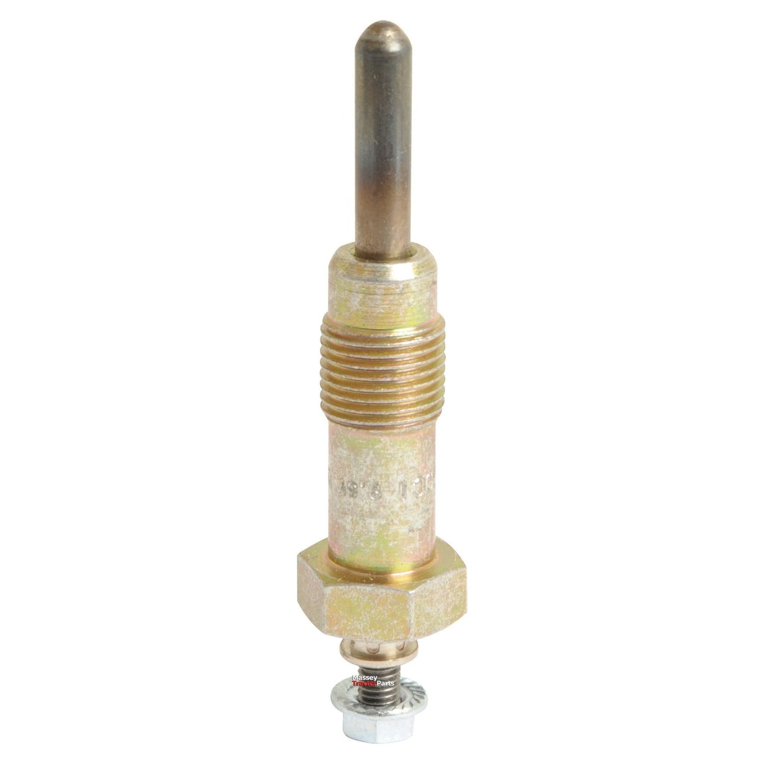 A metallic cylindrical Glow Plug - S.67188 from Sparex, featuring a threaded middle section with clearly marked thread size and a hexagonal base nut.