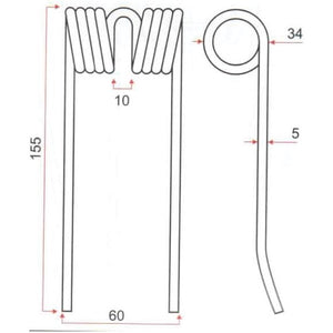 Pick-Up Haytine- Length:155mm, Width:60mm,⌀5mm - Replacement for Mengelle
 - S.106259 - Farming Parts