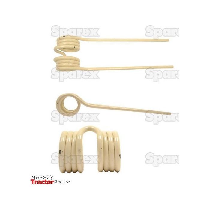 Three variations of Tedder haytines by Sparex, positioned vertically. The top and middle 380mm haytines are straight with looped ends, while the bottom haytine is U-shaped with coiled ends.