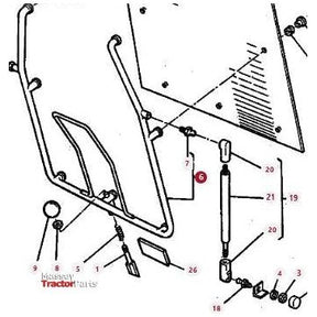 Diagram illustrating the components and assembly of a 4WD AGCO Massey Ferguson Grip (Product Code: 3389465M91), featuring a frame, bolts, screws, and a hydraulic cylinder. Each item is labeled with reference numbers for clarity.