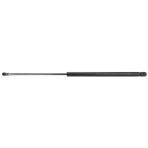 The Fendt - Gas Strut - H199503020110 by AGCO is a black, cylindrical gas spring featuring a metal rod and end fittings. It is designed to provide convenient opening and lift support in various applications. Ideal for Fendt models, this high-quality component is part of the AGCO Genuine Gas Struts collection.