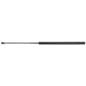 The Fendt - Gas Strut - H199503020110 by AGCO is a black, cylindrical gas spring featuring a metal rod and end fittings. It is designed to provide convenient opening and lift support in various applications. Ideal for Fendt models, this high-quality component is part of the AGCO Genuine Gas Struts collection.