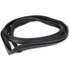 A coiled strip of black rubber weatherstripping, often used for sealing car doors and windows, offers the same reliable protection as the durable AGCO Fendt Seal Door Glass H737812030081 used in the Fendt Vario 700 Series.