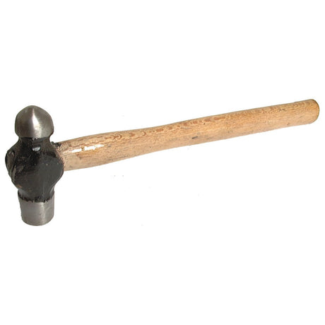 The Sparex HAMMER-BALL PEIN-WOODEN-16OZ (S.3126) features a wooden handle and a metallic head with one flat and one rounded striking surface, making it suitable for various metalworking tasks.