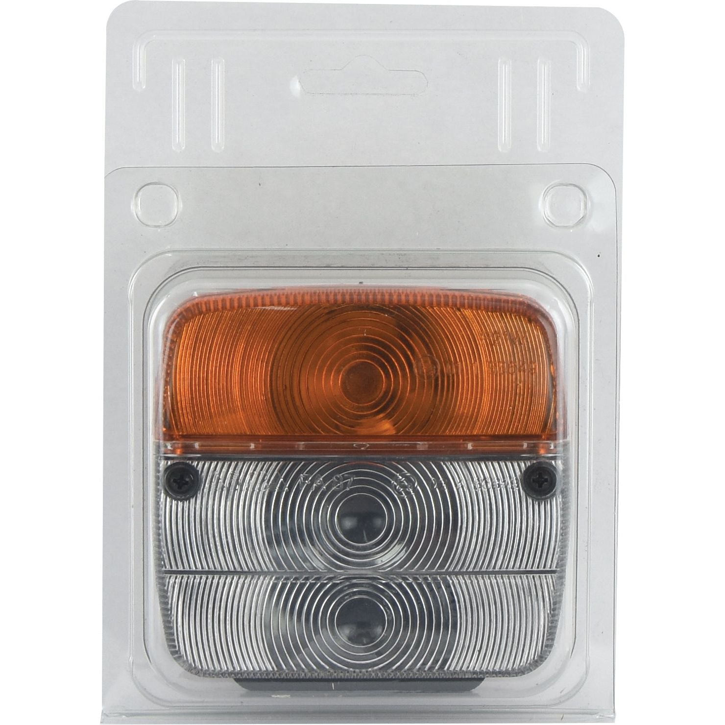 A package containing a Sparex Front Combination Light (Halogen), 12V, RH & LH, rectangular with an amber top section and a clear bottom section, enclosed in a clear plastic blister pack, Part No. S.26263.