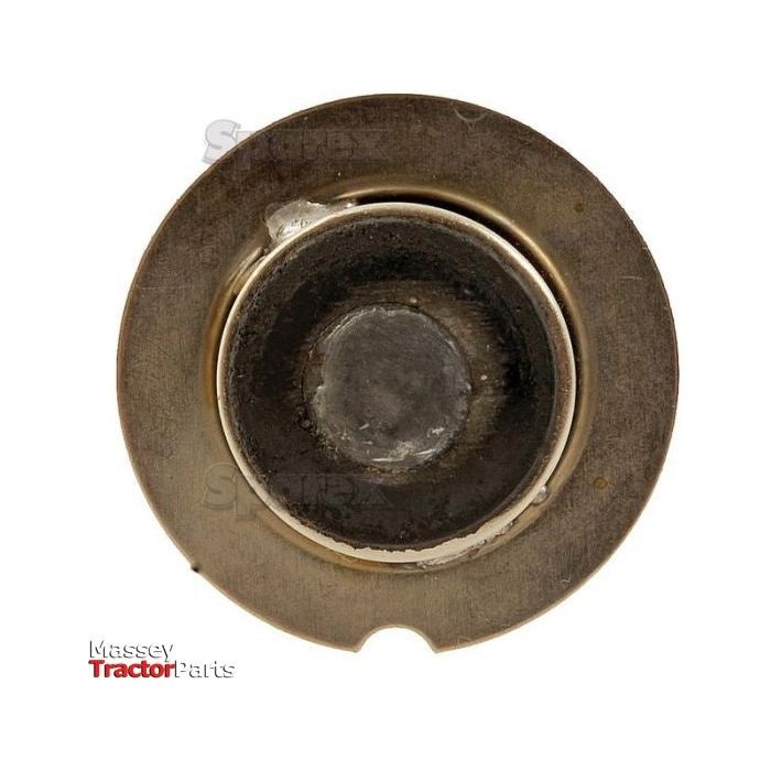 A round, metallic disk with a central, darkened area, resembling the base of a Light Bulb (Filament) 12V, 36W, P22s from Sparex. The image bears a stamp of "Massey Tractor Parts" in the bottom left corner.