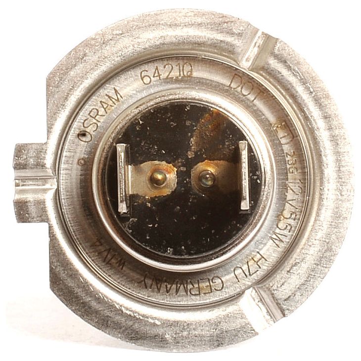 Close-up image of a Sparex H7 halogen light bulb base, showcasing metal contacts and engraved text detailing the specifications, including the model number S.53246 and power rating of 12V 55W.