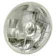 Close-up of a Sparex Head Light (Halogen) featuring a clear, ribbed glass cover revealing a bright Halogen H4 bulb inside; model S.64358, suitable for both RH & LH and operates at 12V with RH Dip.