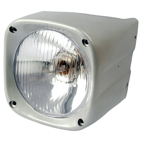 The Sparex Head Light and Cowl Kit (Halogen) S.41948 features a square automotive headlight with a metal housing, clear lens, and visible halogen light bulb, secured by four screws.