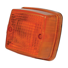 A rectangular orange vehicle indicator light with a textured surface, an Amber Lens, and two visible mounting screws, named Indicator Light (Halogen), RH & LH, 12/24V - S.56037 by Sparex.