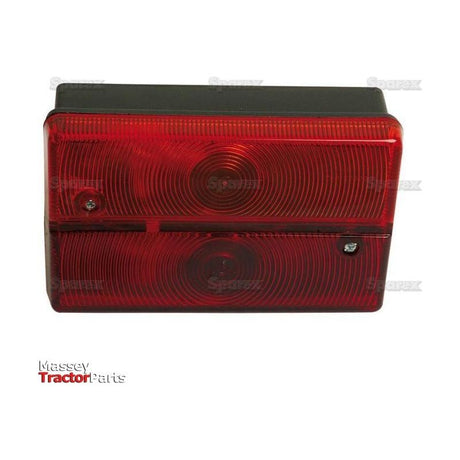 A rectangular red Sparex Rear Combination Light (Halogen) with tail/brake functions, against a white background featuring the "Massey Tractor Parts" text, model number S.71197.