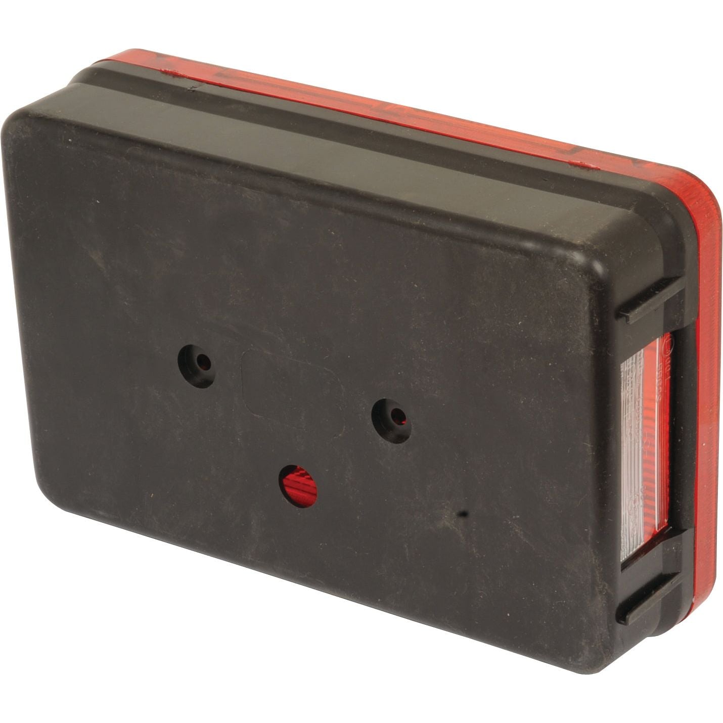 The Halogen Rear Combination Light 12V, RH (S.26658) by Sparex boasts a sleek black and red plastic design with mounting holes, ideal for all your trailer needs.