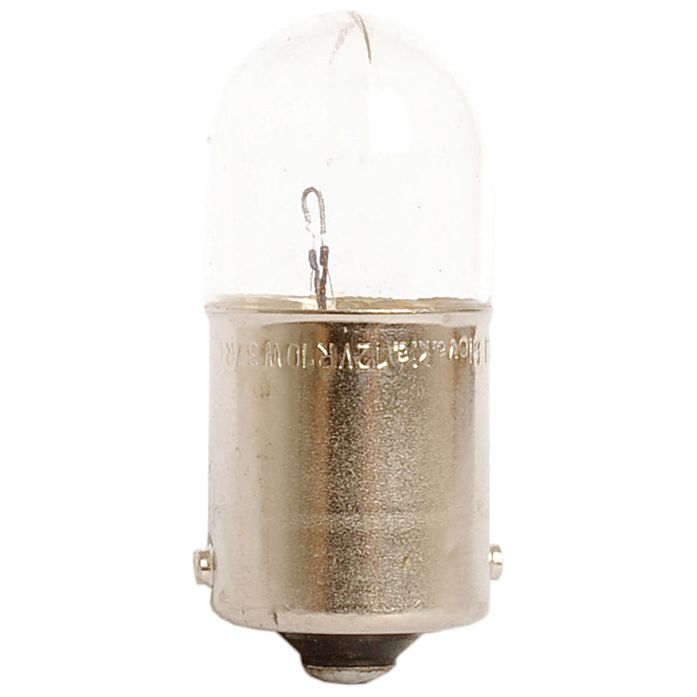 A close-up view of a small, cylindrical Sparex halogen light bulb (R10W, 12V, 10W) with a metallic BA15s base and a slightly rounded top.