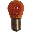 An orange automotive light bulb with a metal base and transparent glass top, the Sparex Light Bulb (Halogen) PY21W operates at 12V, 21W (Part No. S.23368), ensuring reliability and bright illumination.