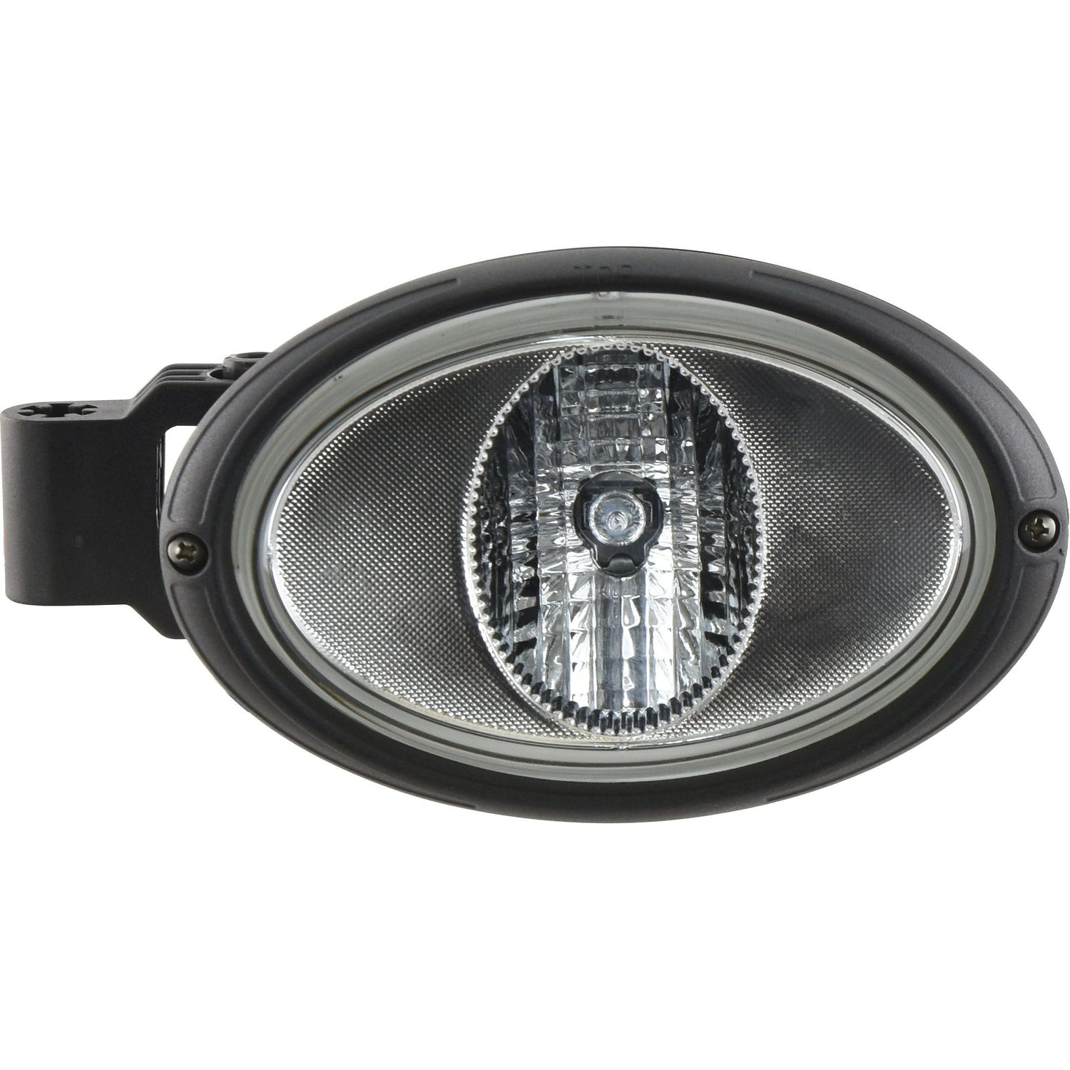 Close-up of the Sparex Halogen Work Light Oval LH - 12V (55W) - S.147635, featuring a black housing and reflective interior components, designed to meet IP66 standards.
