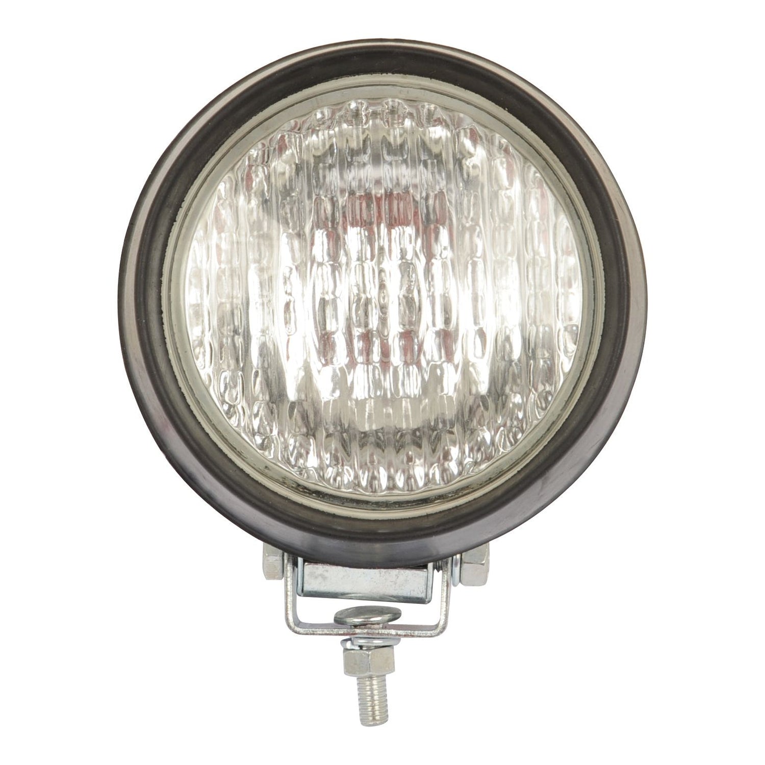 The Sparex Work Light (Halogen), model number S.13550, is a round fog light featuring a black rim, textured glass surface, and a sturdy metal mounting bracket underneath. It operates at 12V and boasts an IP65 rating for durability in various conditions.