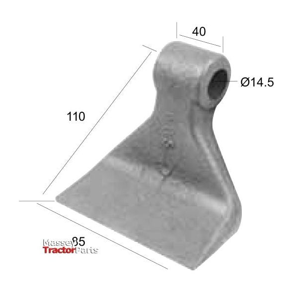 Hammer Flail, Top width: 40mm, Bottom width: 85mm, Hole⌀: 14.5mm, Radius 100mm - Replacement for Agromec, Agrimaster, Zanon
 - S.78896 - Massey Tractor Parts
