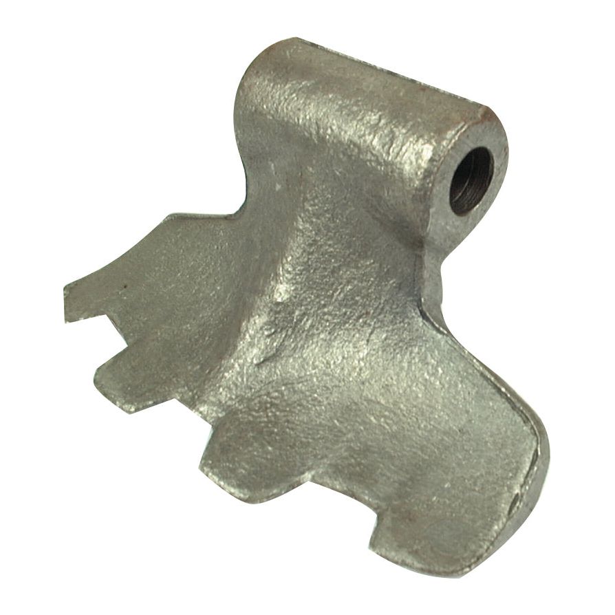 The Hammer Flail by Sparex is a metallic, L-shaped mechanical part with dimensions of 68mm at the top width and 155mm at the bottom width, featuring a 16.5mm threaded hole at the top and three serrated edges, making it suitable as a replacement part for Votex machinery (4503182 - S.77111).